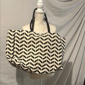 Chevron Patterned Black and White Tote Bag